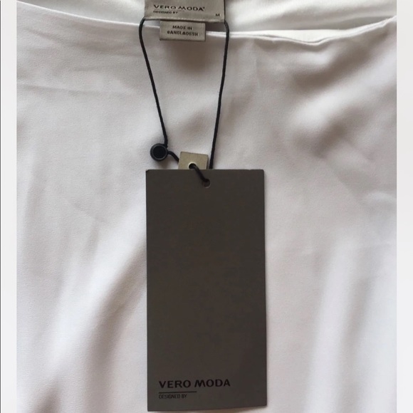 New Vero Moda One Shoulder White Women Dress Shirt Medium Soft Bell Sleeve - Picture 12 of 12